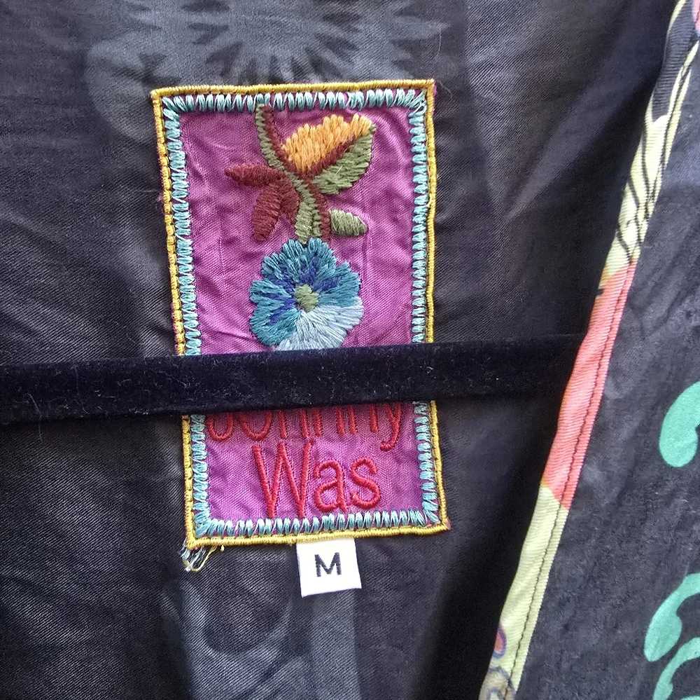 Johnny Was Black Floral Embroidered Long Sleeve Dress - Picture 4 of 4